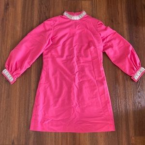Vintage hot pink mini dress with beads